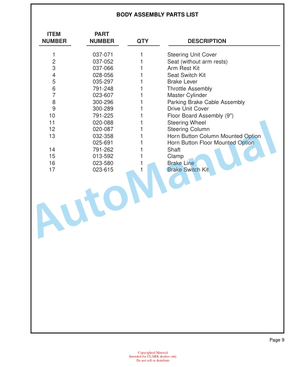 Alternative view of Clark CTT 3 Service and Parts Manual SPM 642
