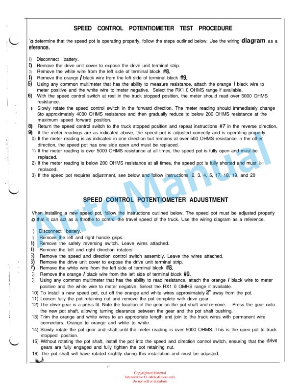 Clark CTW Service and Parts Manual SPM 639 4 Clark CTW Service and Parts Manual SPM 639 - Image 4
