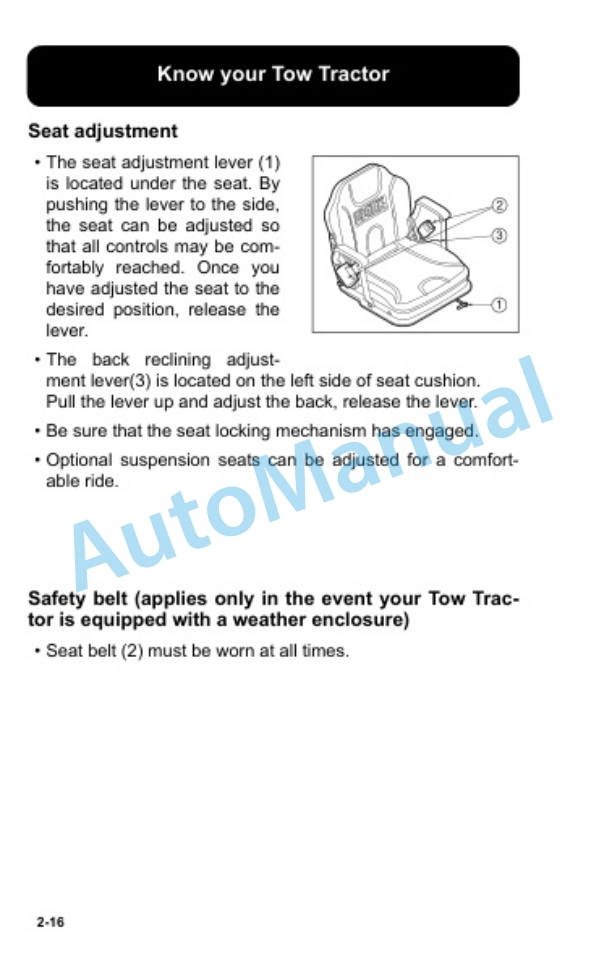 Alternative view of Clark CTX 40, CTX 70 Electric Towing Truck Operator Manual OM-847