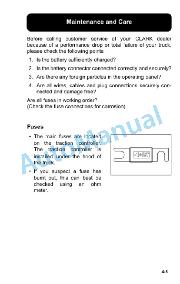Clark CTX 40, CTX 70 Electric Towing Truck Operator Manual OM-847 5 Clark CTX 40, CTX 70 Electric Towing Truck Operator Manual OM-847 - Image 5