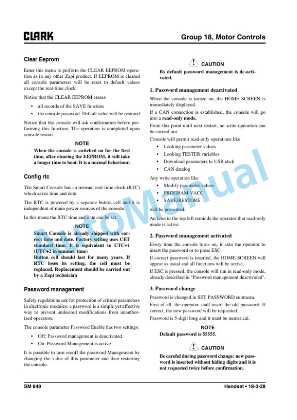Clark CTX 40, CTX 70 Service Manual SM-849 3 Clark CTX 40, CTX 70 Service Manual SM-849 - Image 3