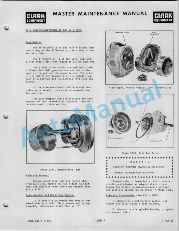 Clark CY 40 B Operator Maintenance Parts Manual O-202 3 Clark CY 40 B Operator Maintenance Parts Manual O-202-3