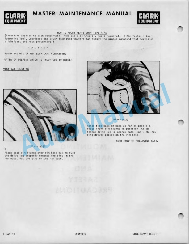 Clark CY 40 B Operator Maintenance Parts Manual O-202 4 Clark CY 40 B Operator Maintenance Parts Manual O-202-4