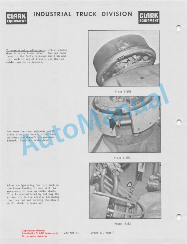 Clark CY 5275 Series Planned Maintenance and Adjustment Procedures Manual PMA-229 4 Clark CY 5275 Series Planned Maintenance and Adjustment Procedures Manual PMA-229-4