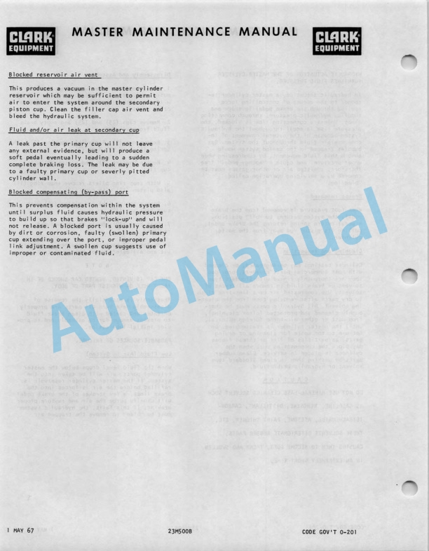 Clark CY 60 Operator Maintenance Parts Manual O-201 4 Clark CY 60 Operator Maintenance Parts Manual O-201-4