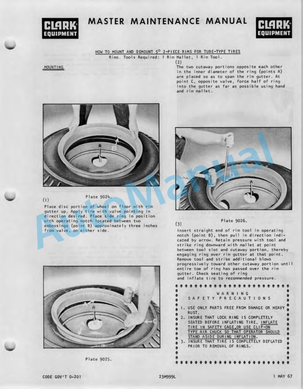 Clark CY 60 Operator Maintenance Parts Manual O-201 5 Clark CY 60 Operator Maintenance Parts Manual O-201-5