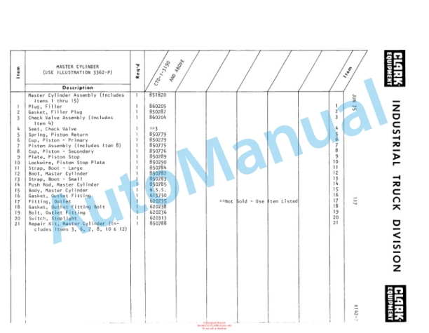 Clark Diesel Clarktor E Parts Book X142-2 4 Clark Diesel Clarktor E Parts Book X142-2-4