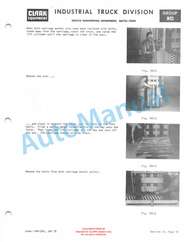 Clark Diesel Powered C300Y40 D Planned Maintenance and Adjustment Procedures Manual PMA-381 3 Clark Diesel Powered C300Y40 D Planned Maintenance and Adjustment Procedures Manual PMA-381-3