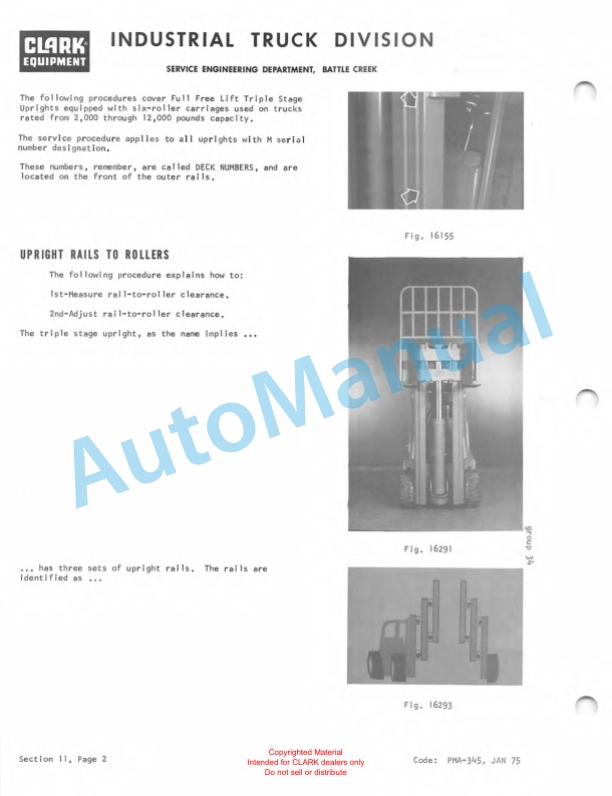 Clark Diesel Powered C300Y40 D Planned Maintenance and Adjustment Procedures Manual PMA-381 4 Clark Diesel Powered C300Y40 D Planned Maintenance and Adjustment Procedures Manual PMA-381-4