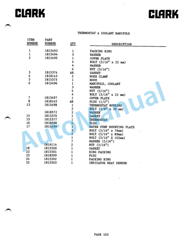 Clark DRT30 Diesel Rough Terrain Lift Truck Parts Book DRT30-1 5640 1st 2 Clark DRT30 Diesel Rough Terrain Lift Truck Parts Book DRT30-1 5640 1st-2
