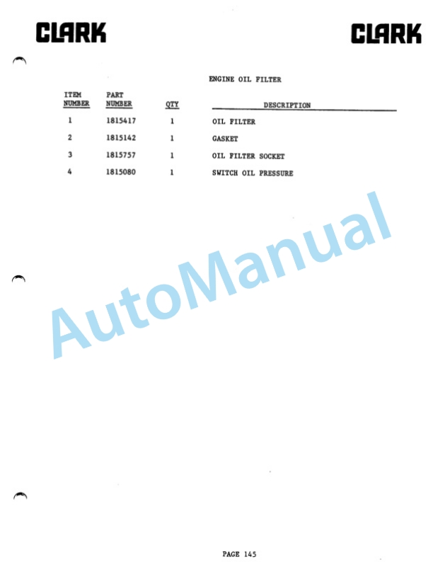 Clark DRT30 Diesel Rough Terrain Lift Truck Parts Book DRT30-1 5640 1st 3 Clark DRT30 Diesel Rough Terrain Lift Truck Parts Book DRT30-1 5640 1st-3