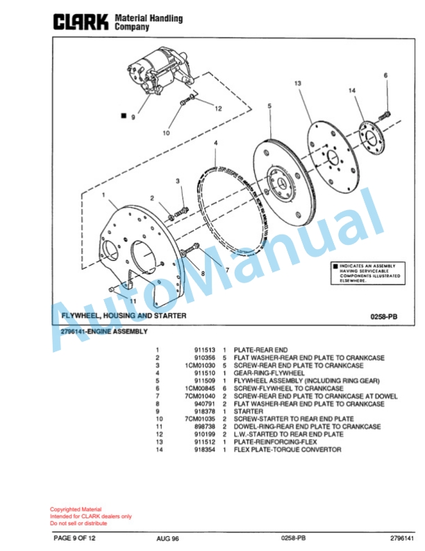 Clark DTT 30 Towing Tractor Parts Book X171 9190 4 Clark DTT 30 Towing Tractor Parts Book X171 9190-4