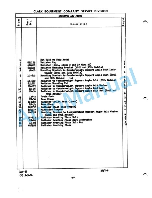 Clark Dynatork Gas Carloader D Maintenance Manual and Parts Book 8D 2 Clark Dynatork Gas Carloader D Maintenance Manual and Parts Book 8D-2