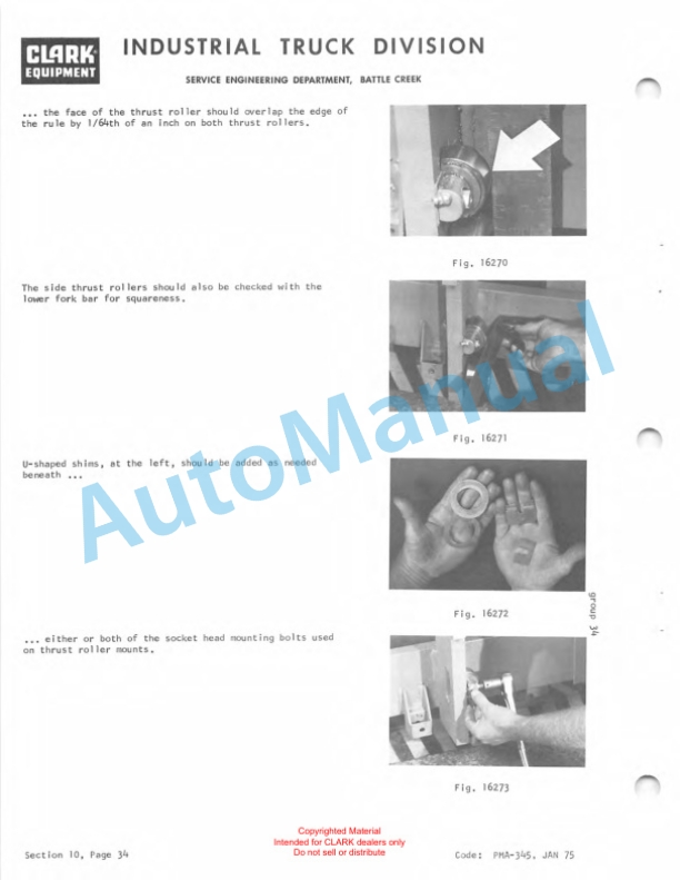 Clark EC 20, EC 25, ECS 30 36-48 Volt Planned Maintenance and Adjustment Procedures Manual PMA-385 4 Clark EC 20, EC 25, ECS 30 36-48 Volt Planned Maintenance and Adjustment Procedures Manual PMA-385-4