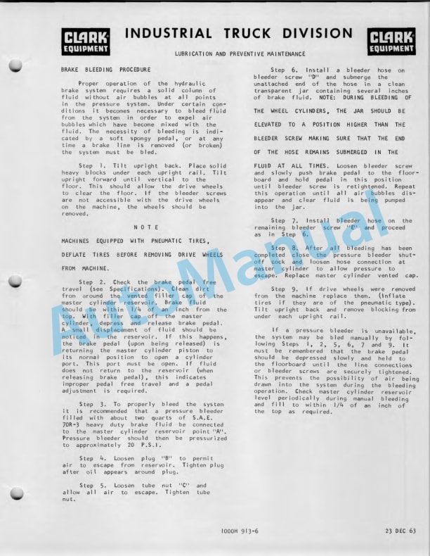 Clark EC 60 B SG, EC 70 B SG, EC 80 B SG Operator Manual O-223-2 2 Clark EC 60 B SG, EC 70 B SG, EC 80 B SG Operator Manual O-223-2-2