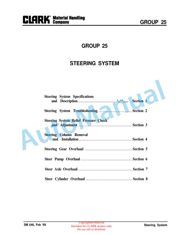 Clark EC 90, 120 Service Manual SM-646 3 Clark EC 90, 120 Service Manual SM-646 - Image 3
