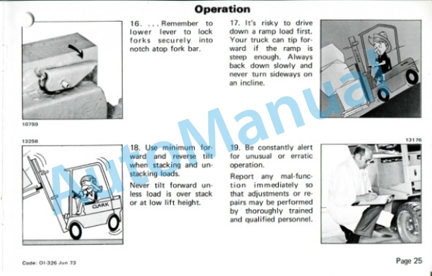 Clark EC300 20-30, TW 20-40 Operator Instruction Manual OI-326 4 Clark EC300 20-30, TW 20-40 Operator Instruction Manual OI-326-4