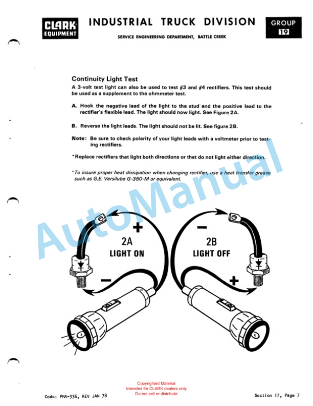 Clark EC300 20, EC300 30 Planned Maintenance and Adjustment Procedures Manual PMA-336 2 Clark EC300 20, EC300 30 Planned Maintenance and Adjustment Procedures Manual PMA-336-2