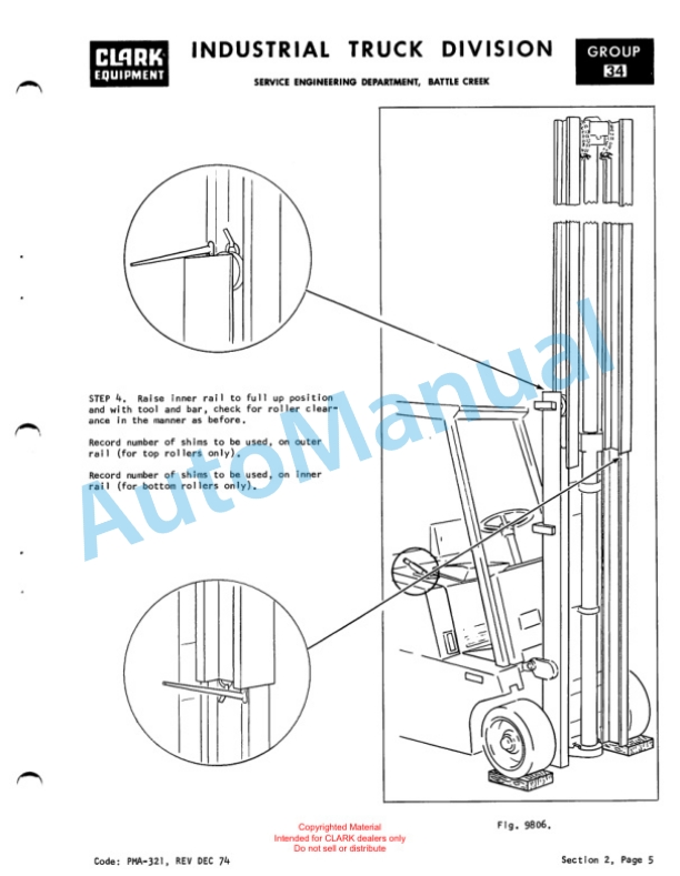 Clark EC300 20, EC300 30 Planned Maintenance and Adjustment Procedures Manual PMA-336 5 Clark EC300 20, EC300 30 Planned Maintenance and Adjustment Procedures Manual PMA-336-5