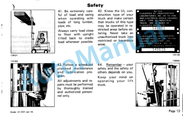 Clark EC500 20-55 Operator Instruction Manual OI-337 2 Clark EC500 20-55 Operator Instruction Manual OI-337-2