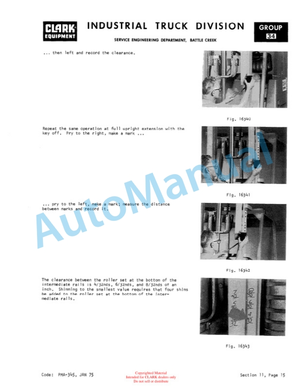Clark EC500 20, EC500 25, EC500 S30 Planned Maintenance and Adjustment Procedures Manual PMA-386 5 Clark EC500 20, EC500 25, EC500 S30 Planned Maintenance and Adjustment Procedures Manual PMA-386-5