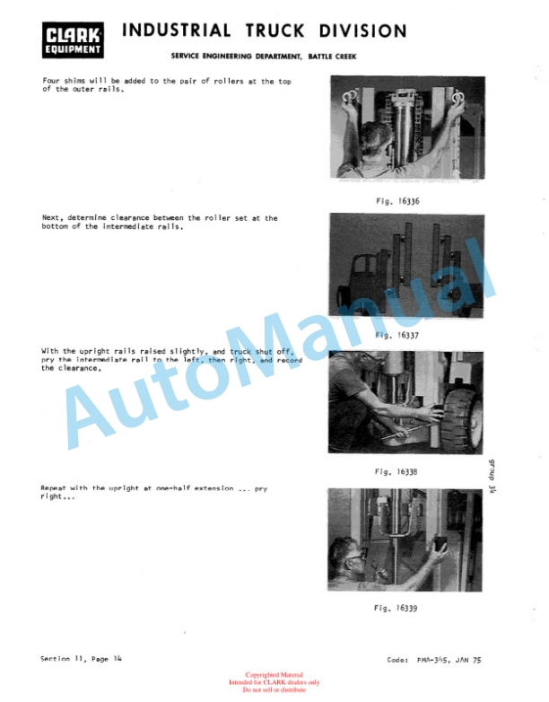 Clark EC500 30-50E Planned Maintenance and Adjustment Procedures Manual PMA-383 5 Clark EC500 30-50E Planned Maintenance and Adjustment Procedures Manual PMA-383-5