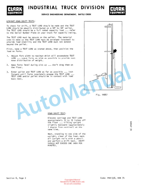 Clark EC500 60, EC500 70, EC500 80 Planned Maintenance and Adjustment Procedures Manual PMA-340 5 Clark EC500 60, EC500 70, EC500 80 Planned Maintenance and Adjustment Procedures Manual PMA-340-5