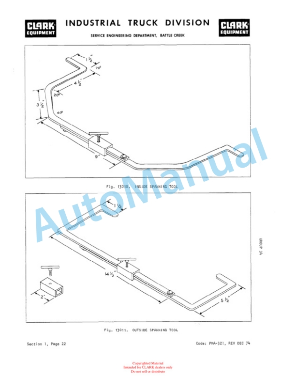 Clark EC500 685 Planned Maintenance and Adjustment Procedures Manual PMA-432 4 Clark EC500 685 Planned Maintenance and Adjustment Procedures Manual PMA-432-4