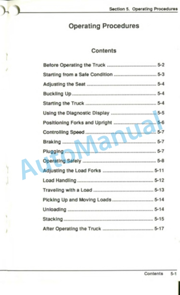 Clark EC500 70, EC500 80 Operator Manual OM-604 2 Clark EC500 70, EC500 80 Operator Manual OM-604-2