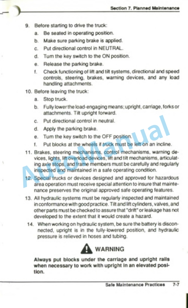 Clark EC500 70, EC500 80 Operator Manual OM-604 4 Clark EC500 70, EC500 80 Operator Manual OM-604-4