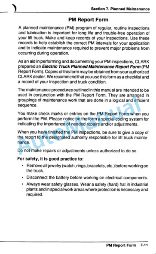 Clark ECS 17-30 Operator Manual OM-581 4 Clark ECS 17-30 Operator Manual OM-581-4
