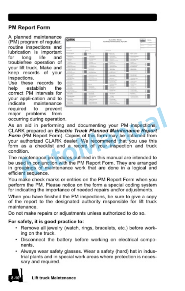 Clark ECX 20-32, TMX 12-25, GEX 16-32, GTX 16-20s Operator Manual OM-1040 4 Clark ECX 20-32, TMX 12-25, GEX 16-32, GTX 16-20s Operator Manual OM-1040-4