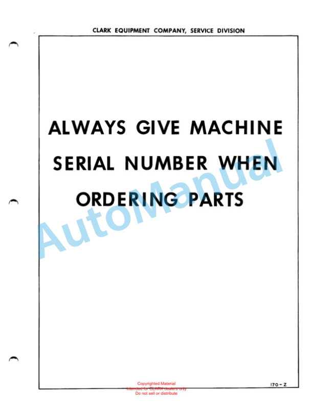 Clark Electric Clarklift Low Silhouette-20 Maintenance Manual and Parts Book XS7A 3 Clark Electric Clarklift Low Silhouette-20 Maintenance Manual and Parts Book XS7A-3