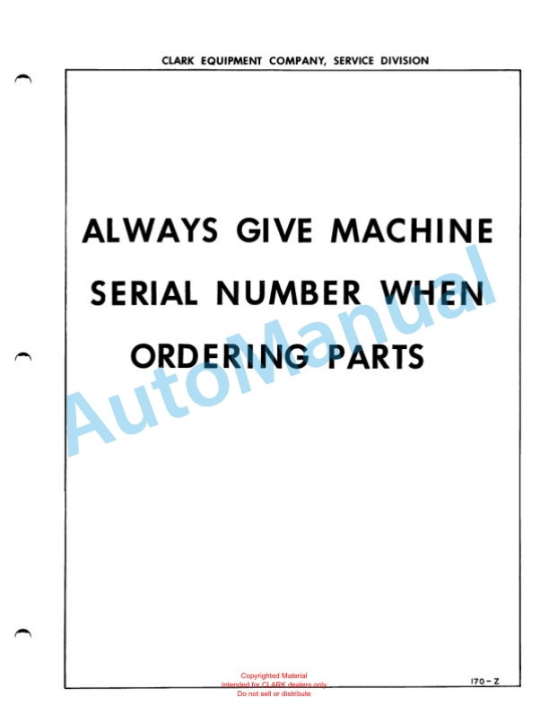 Clark Electric Clarklift Low Silhouette-20 Maintenance Manual and Parts Book XS7A 5 Clark Electric Clarklift Low Silhouette-20 Maintenance Manual and Parts Book XS7A-5