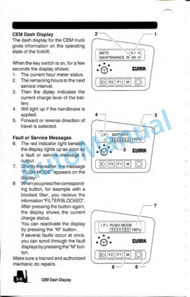 Clark Electric Rider Lift Trucks Operator Manual OM-633 2 Clark Electric Rider Lift Trucks Operator Manual OM-633-2