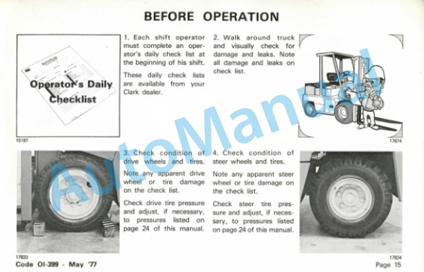 Clark Electric Yardlift EC 500Y 60-70 Model 72 Volt Operator Instructions OI-399 2 Clark Electric Yardlift EC 500Y 60-70 Model 72 Volt Operator Instructions OI-399-2