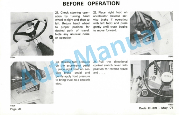 Clark Electric Yardlift EC 500Y 60-70 Model 72 Volt Operator Instructions OI-399 3 Clark Electric Yardlift EC 500Y 60-70 Model 72 Volt Operator Instructions OI-399-3