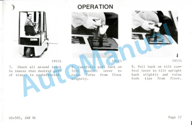 Clark EM 10-15S Operator Instruction Manual OI-505 4 Clark EM 10-15S Operator Instruction Manual OI-505-4