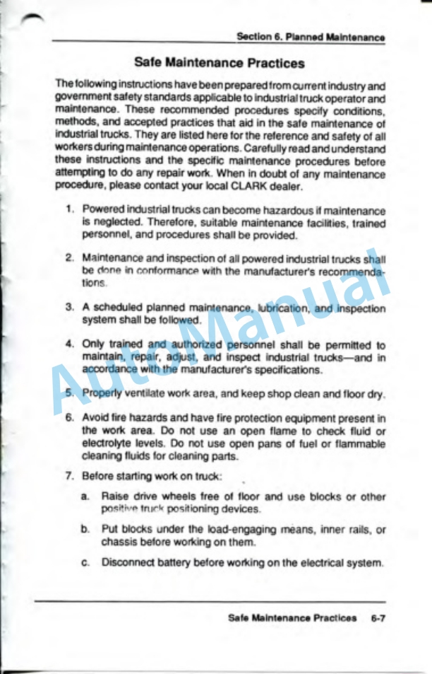 Clark ESM 12-25 Operator Manual OM-596 4 Clark ESM 12-25 Operator Manual OM-596-4