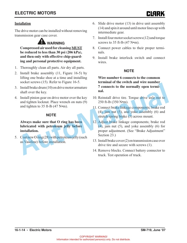 Alternative view of Clark EWP45 Service Manual SM-719