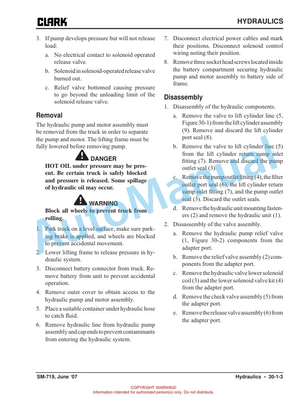 Clark EWP45 Service Manual SM-719 5 Clark EWP45 Service Manual SM-719 - Image 5