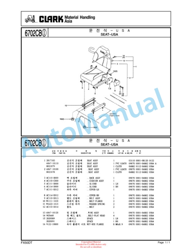 Clark FX50D, FX60D, FX70D, SF 50sD, SF 60sD, SF 70sD, SF 75sD Parts Catalog 3 Clark FX50D, FX60D, FX70D, SF 50sD, SF 60sD, SF 70sD, SF 75sD Parts Catalog - Image 3