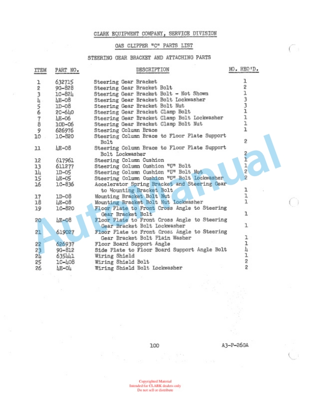 Clark Gas Clipper C Parts Book 434-A 4 Clark Gas Clipper C Parts Book 434-A-4