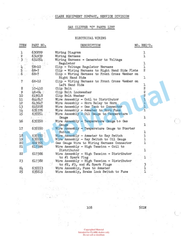 Clark Gas Clipper C Parts Book 434-A 5 Clark Gas Clipper C Parts Book 434-A-5
