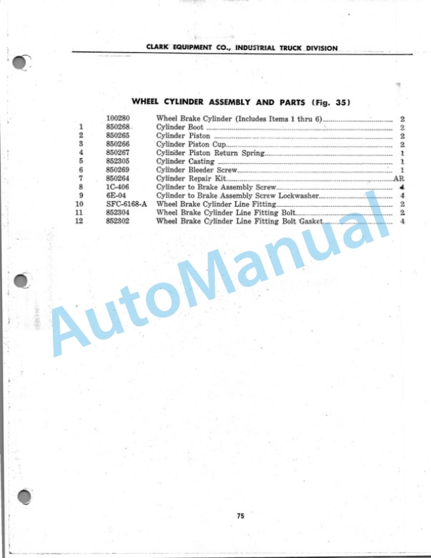 Clark Gas Trucloader Parts Book 2 5 Clark Gas Trucloader Parts Book 2-5