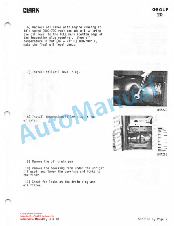 Clark GCS, GPS Custom Service and Adjustment Manual SM-521 3 Clark GCS, GPS Custom Service and Adjustment Manual SM-521-3