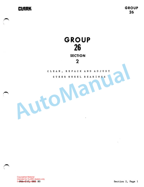 Clark GCS, GPS Custom Service and Adjustment Manual SM-521 4 Clark GCS, GPS Custom Service and Adjustment Manual SM-521-4