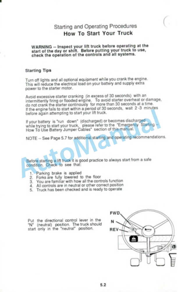 Clark GCX 12-15-17E, GPX 12-15-17E Operator Manual OM-603 2 Clark GCX 12-15-17E, GPX 12-15-17E Operator Manual OM-603-2