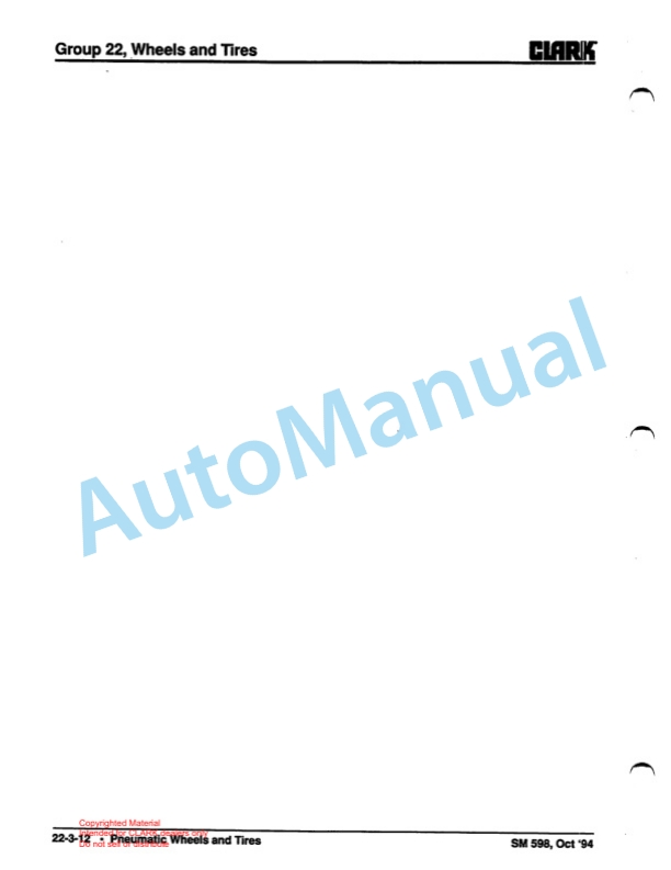 Clark Genesis Series Trucks Service Manual SM-598 2 Clark Genesis Series Trucks Service Manual SM-598-2