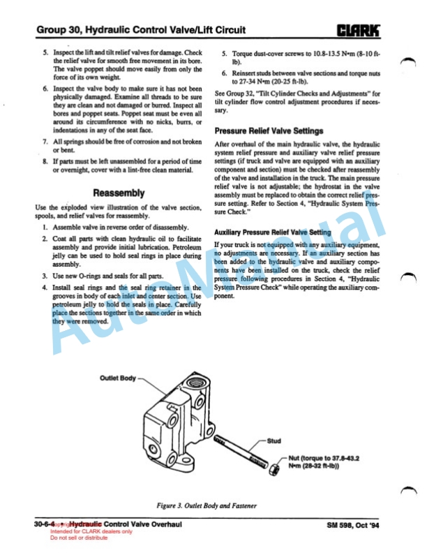 Clark Genesis Series Trucks Service Manual SM-598 4 Clark Genesis Series Trucks Service Manual SM-598-4
